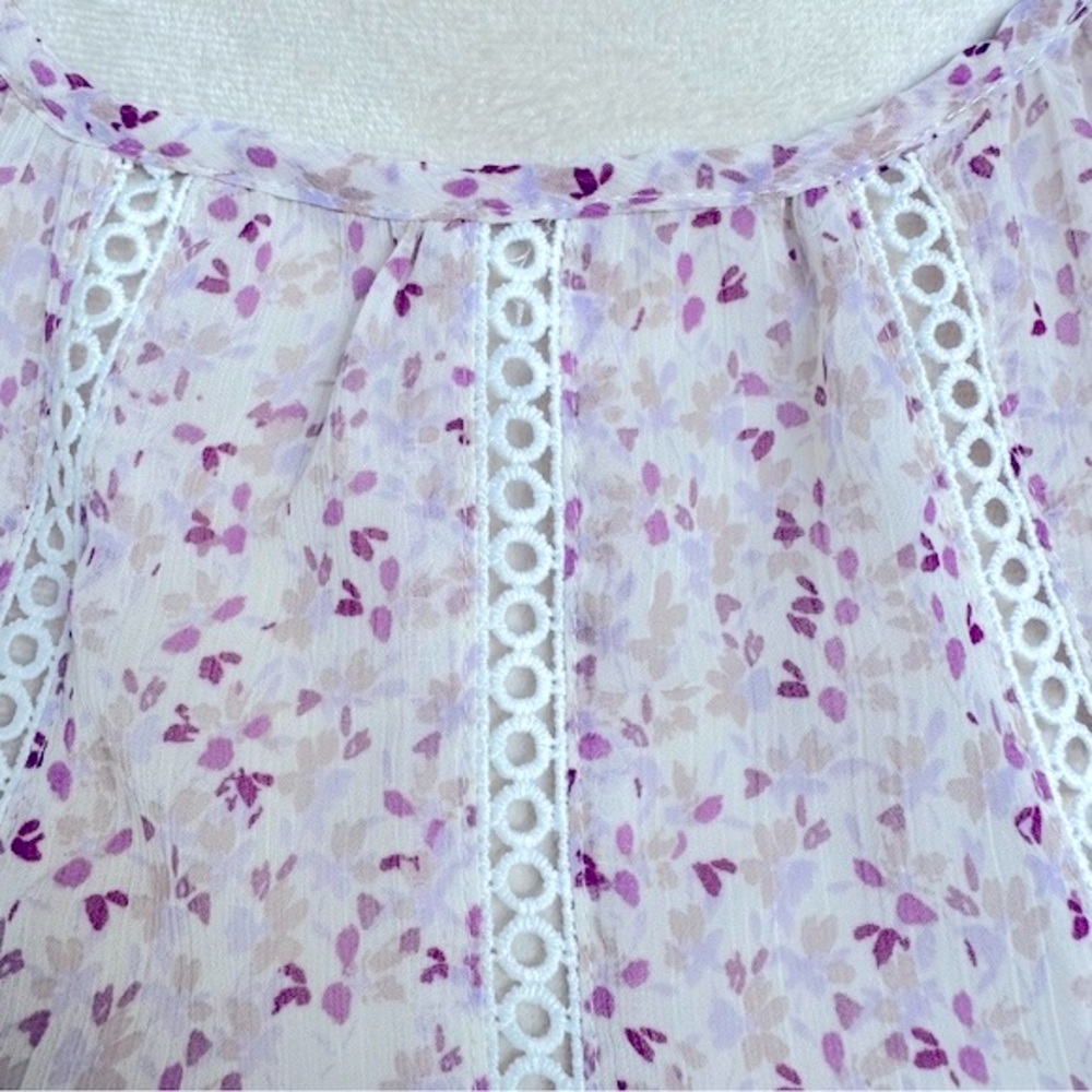 JUNE & HUDSON. Long sleeves, boho top. Size S. White‎ w/small purple flow… - Picture 4 of 9